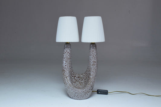 French Mid-Century Ceramic Table Lamp by Vallauris le Vaucour, 1950's - Spirit Gallery 
