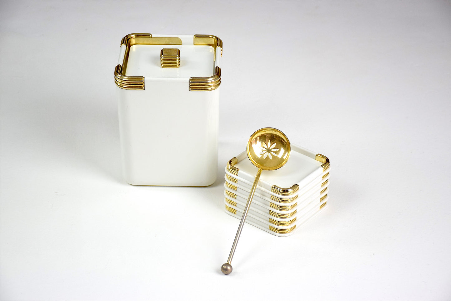 French Vintage Lancel Ice Bucket with Coasters and Spoon - Spirit Gallery 