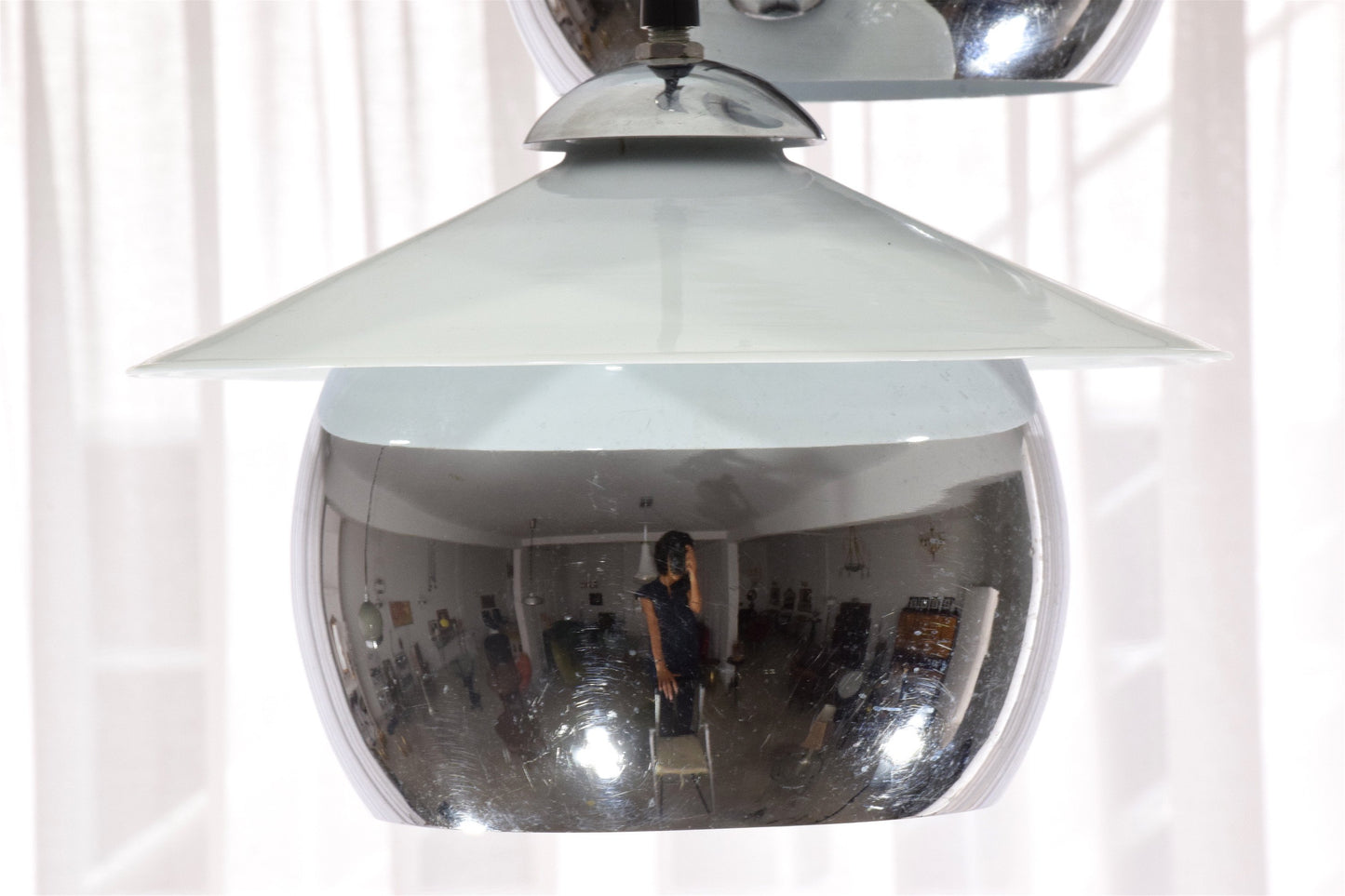 Italian 20th Century Vintage Chrome Pendant, 1970's - Spirit Gallery 