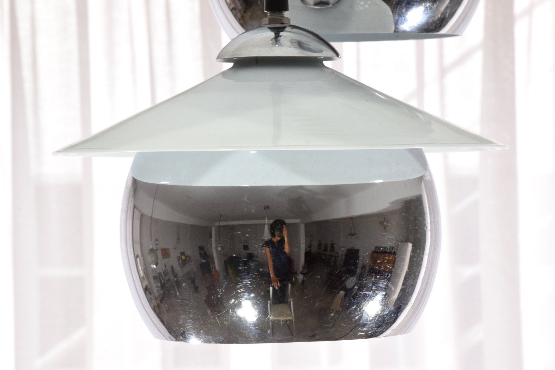 Italian 20th Century Vintage Chrome Pendant, 1970's - Spirit Gallery 
