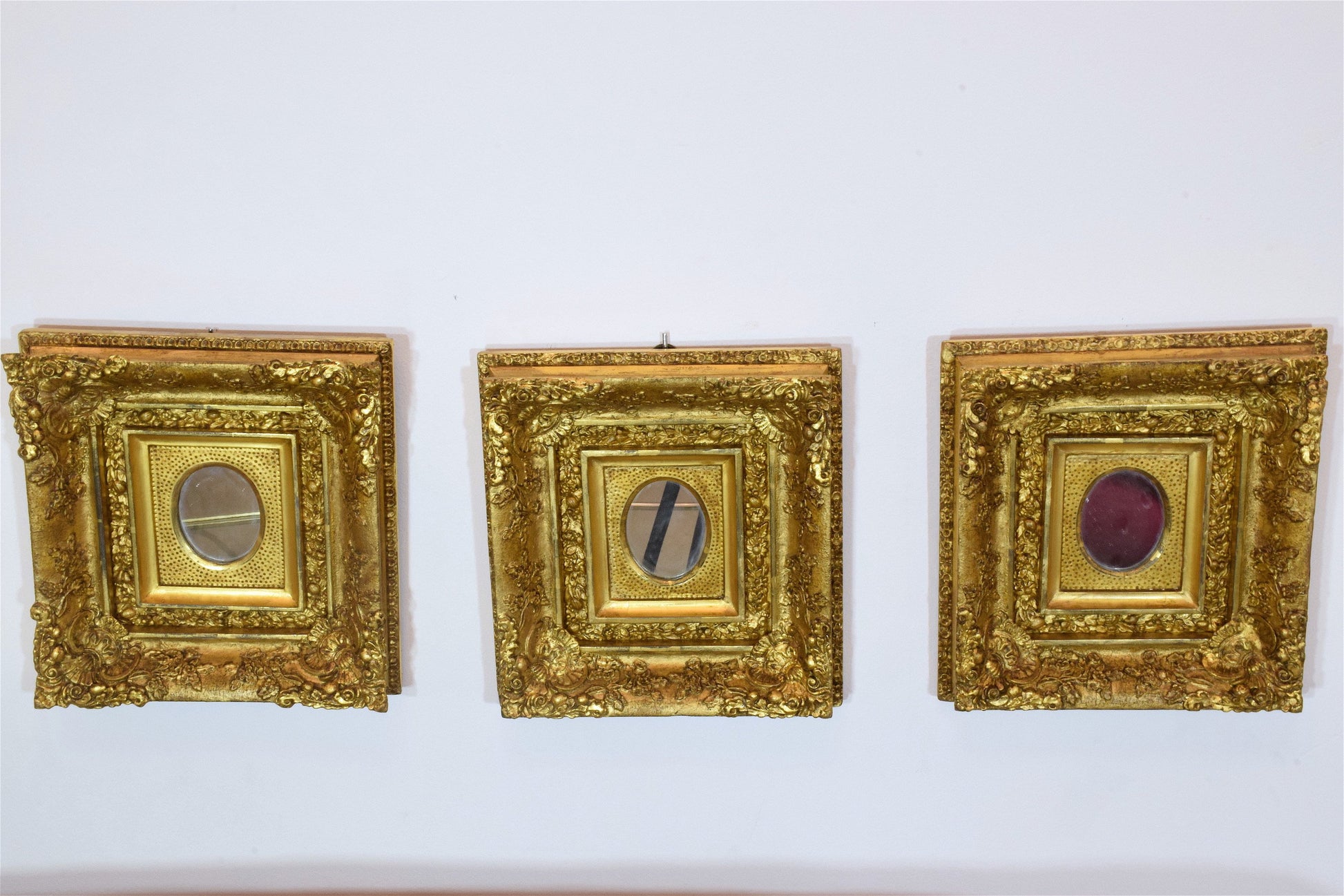 Italian Antique Three Square Gilded Rococo Mirrors - Spirit Gallery 