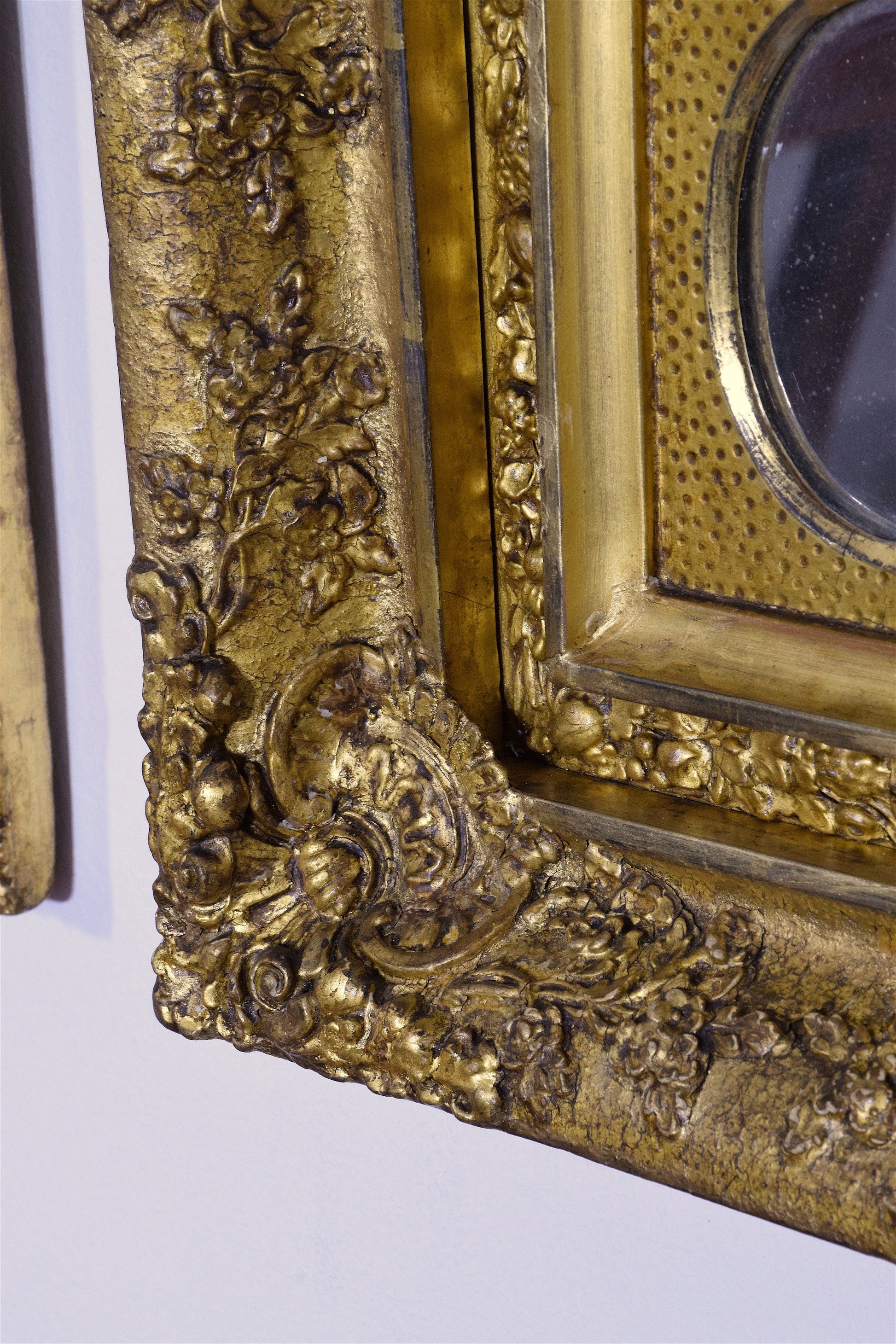 Italian Antique Three Square Gilded Rococo Mirrors - Spirit Gallery 