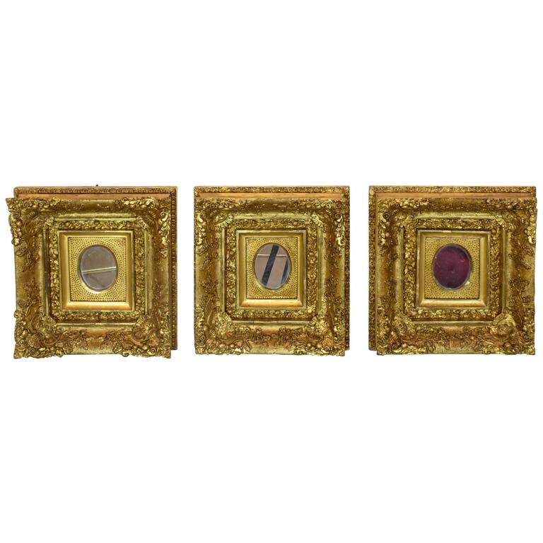 Italian Antique Three Square Gilded Rococo Mirrors - Spirit Gallery 