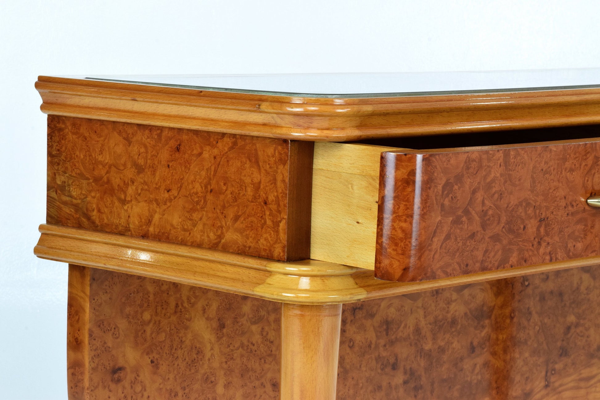 Italian Bird's-Eye Maple Dressing Table and Mirror, 1950s - Spirit Gallery 