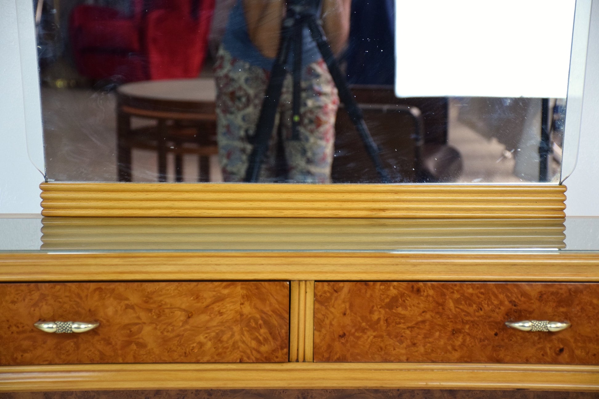 Italian Bird's-Eye Maple Dressing Table and Mirror, 1950s - Spirit Gallery 