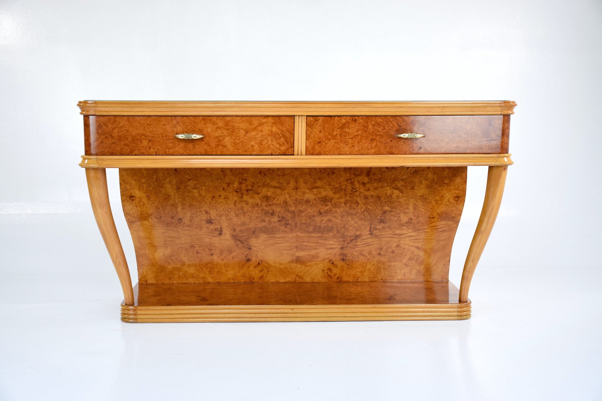 Italian Bird's-Eye Maple Dressing Table and Mirror, 1950s - Spirit Gallery 