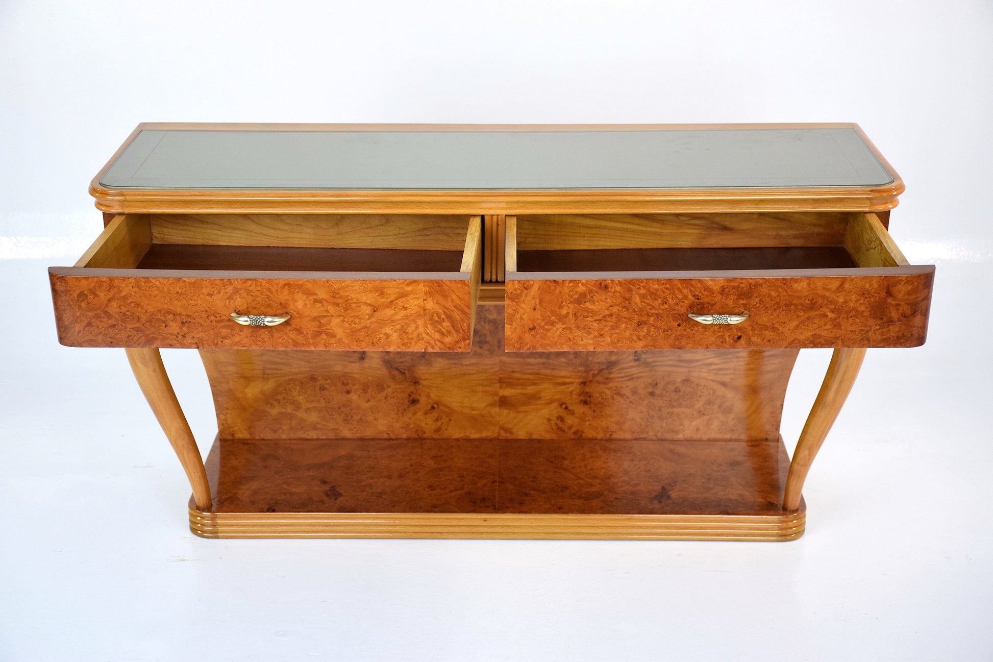 Italian Bird's-Eye Maple Dressing Table and Mirror, 1950s - Spirit Gallery 