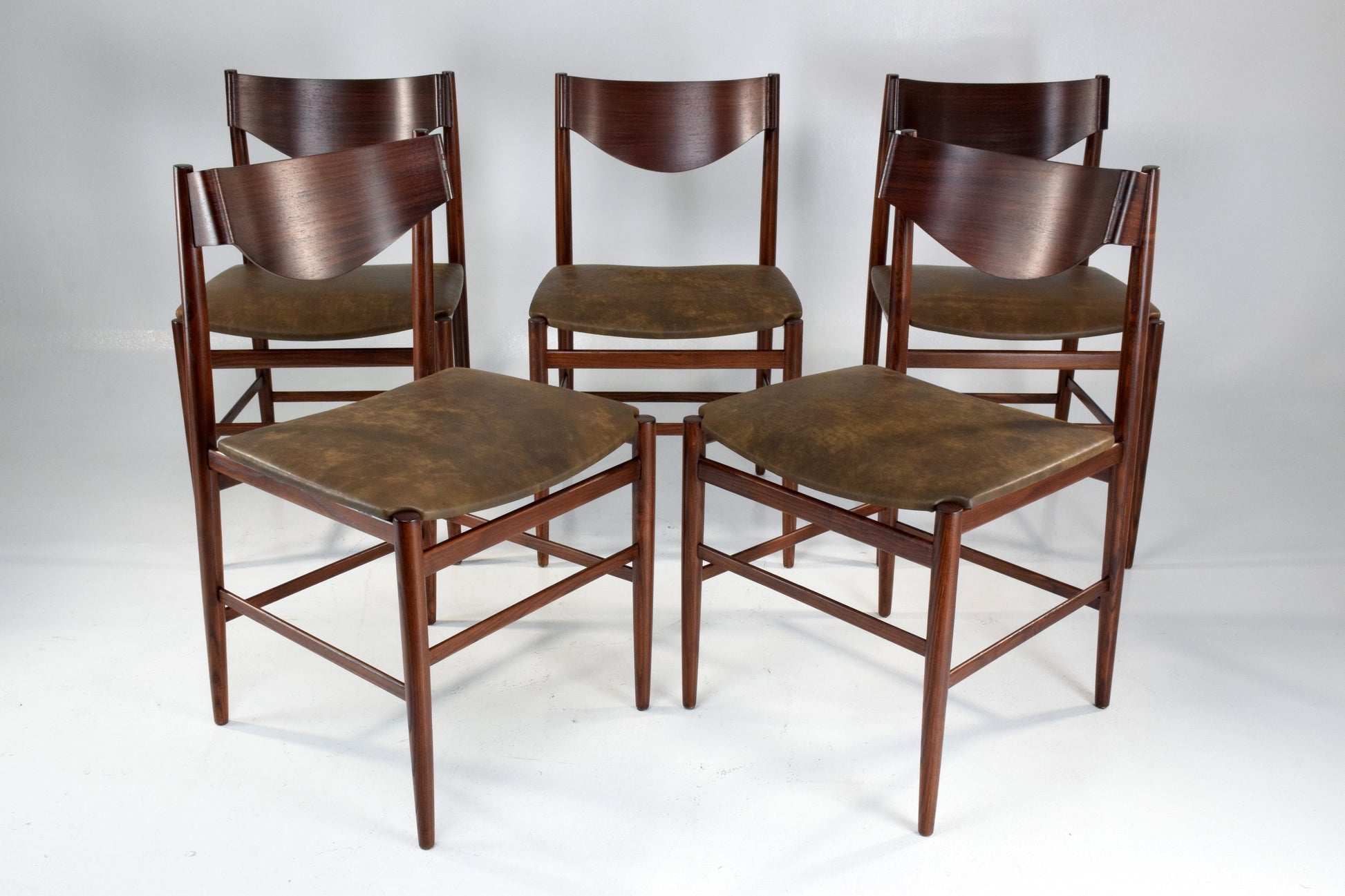 Italian Curved Dining Chairs by Gianfranco Frattini, Set of 5, 1960s - Spirit Gallery 