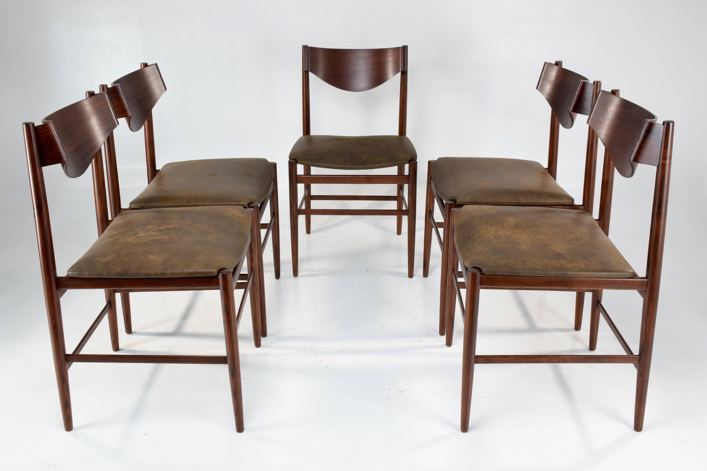 Italian Curved Dining Chairs by Gianfranco Frattini, Set of 5, 1960s - Spirit Gallery 