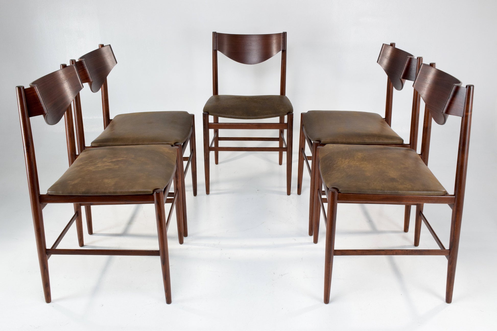 Italian Curved Dining Chairs by Gianfranco Frattini, Set of 5, 1960s - Spirit Gallery 