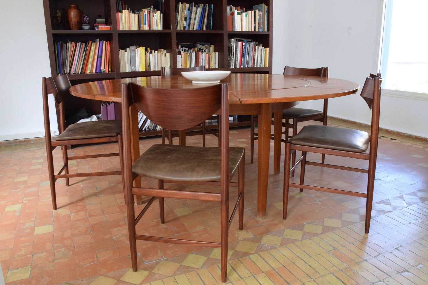 Italian Curved Dining Chairs by Gianfranco Frattini, Set of 5, 1960s - Spirit Gallery 