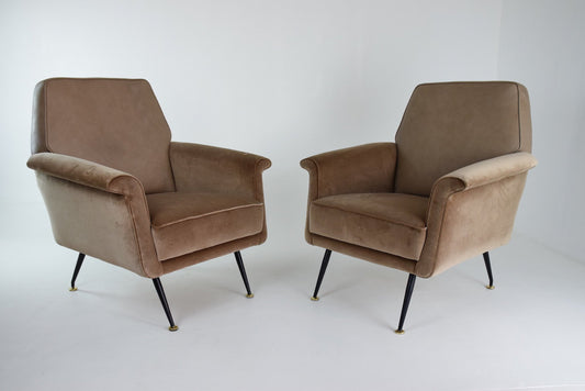 Italian Green Velvet Armchairs, 1960s, Set of 2 - Spirit Gallery 