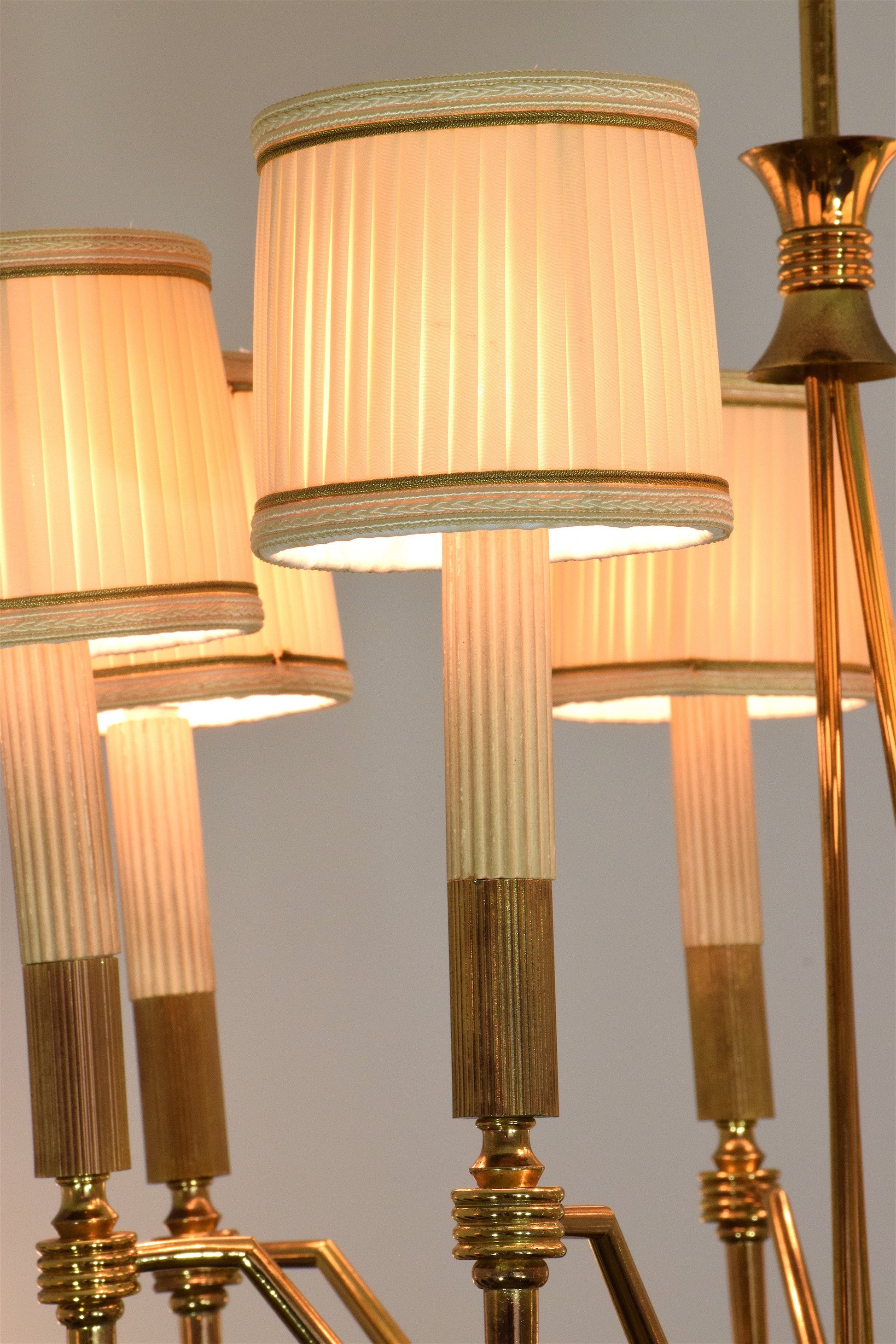 Italian Mid-Century Chandelier With Gilded Brass Structure - Spirit Gallery 