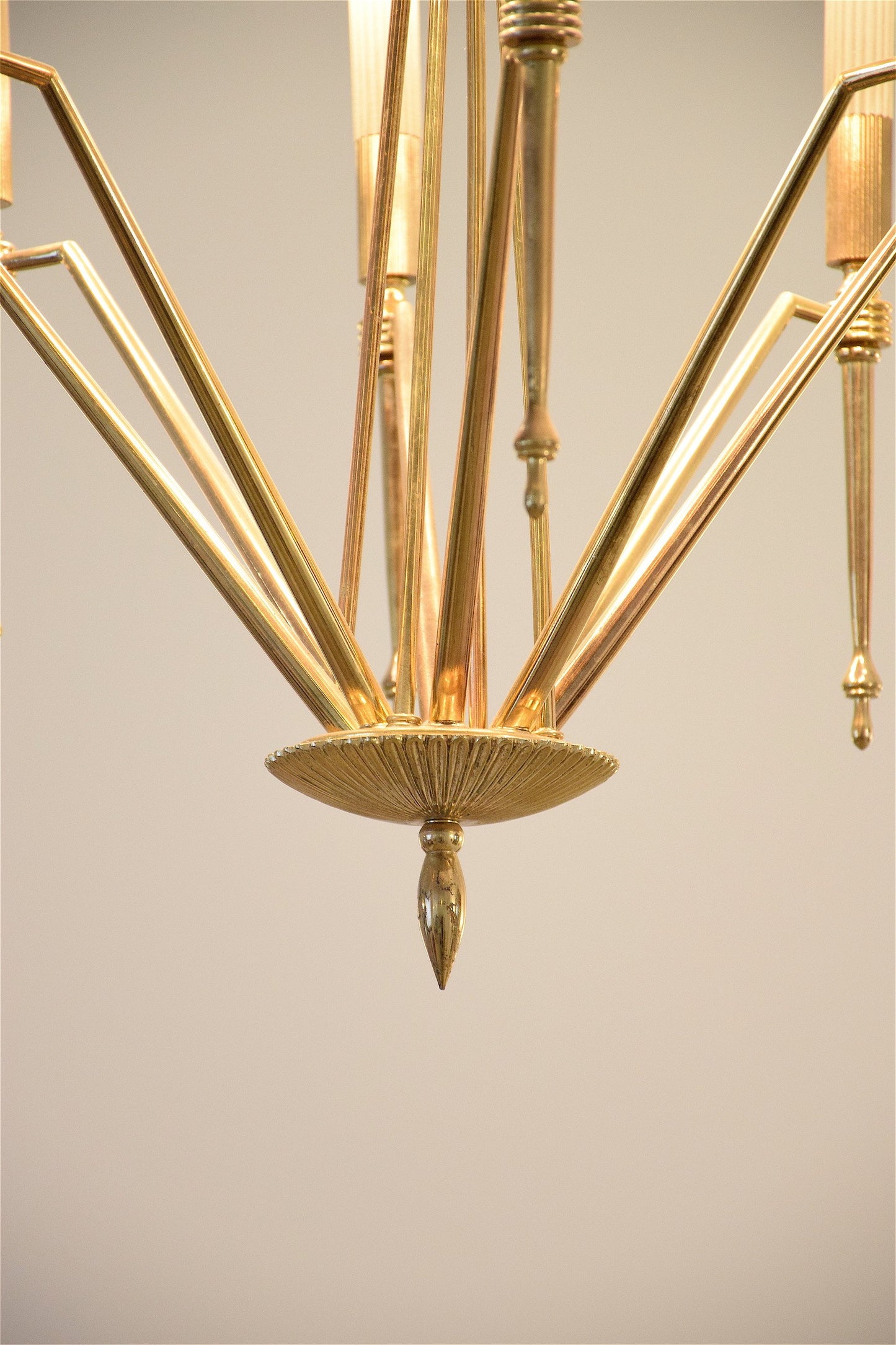 Italian Mid-Century Chandelier With Gilded Brass Structure - Spirit Gallery 