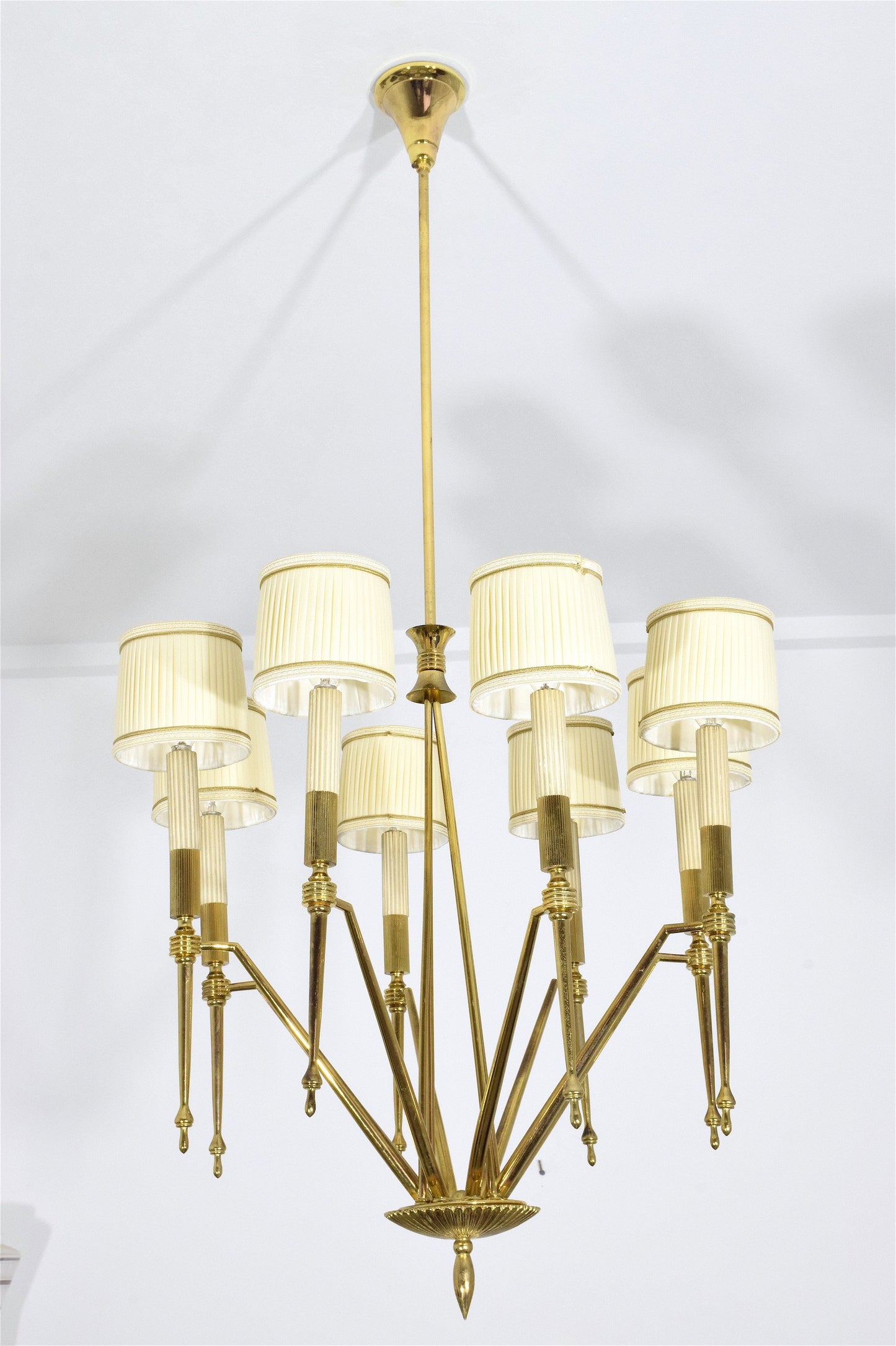 Italian Mid-Century Chandelier With Gilded Brass Structure - Spirit Gallery 