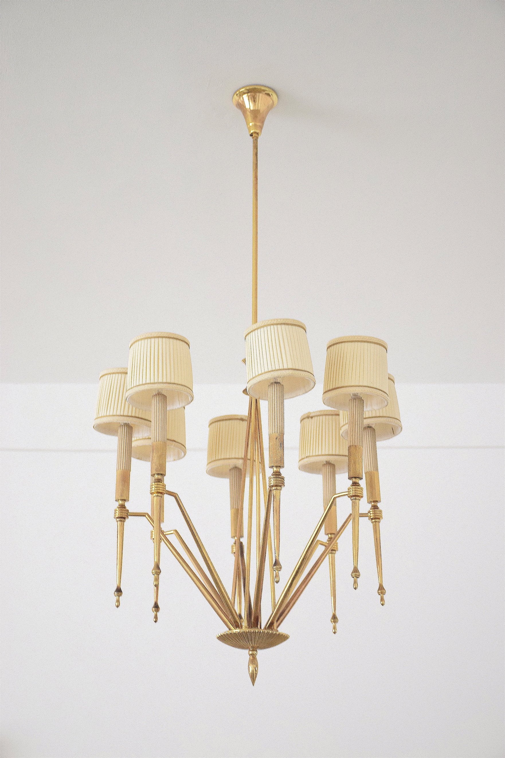 Italian Mid-Century Chandelier With Gilded Brass Structure - Spirit Gallery 