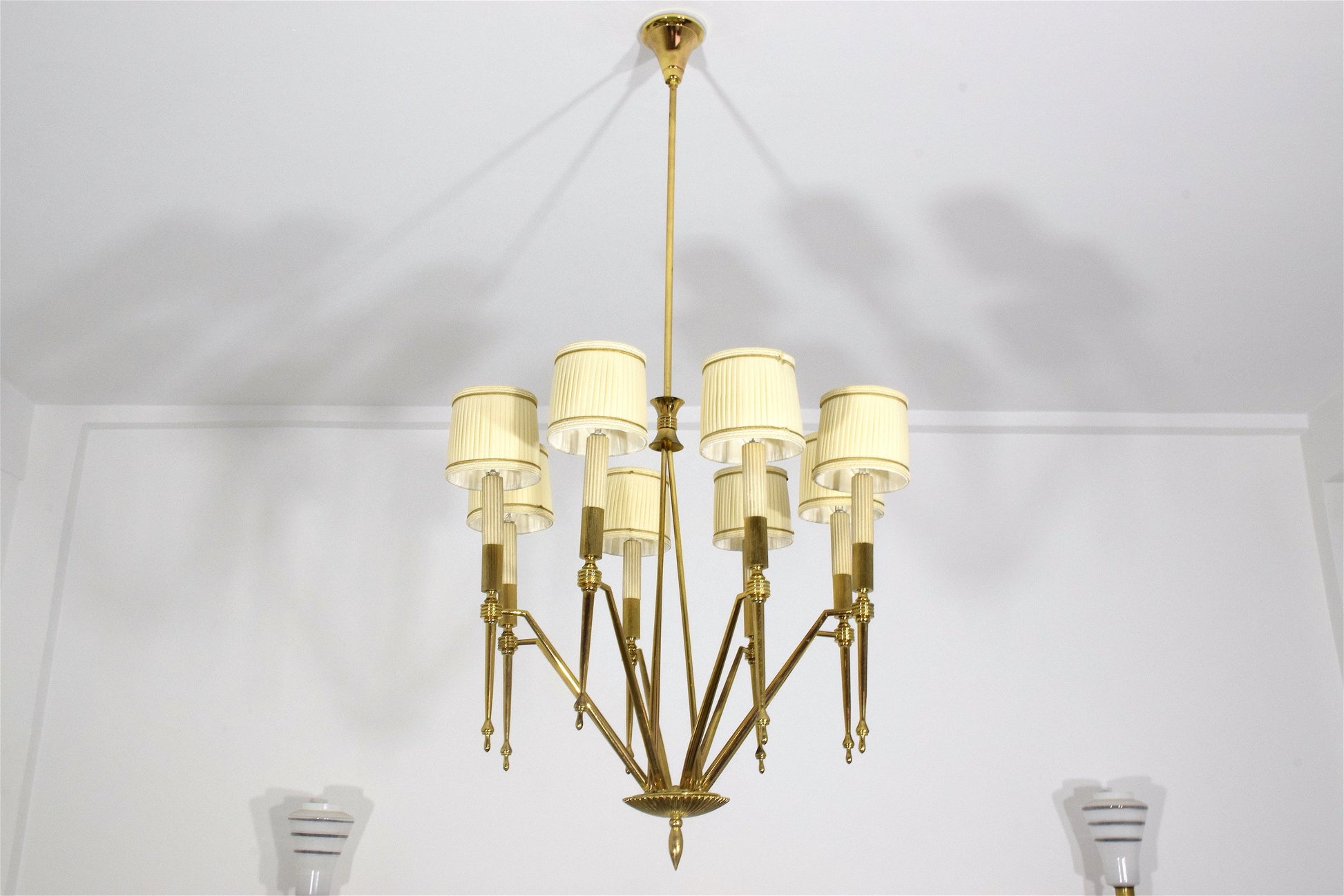 Italian Mid-Century Chandelier With Gilded Brass Structure - Spirit Gallery 