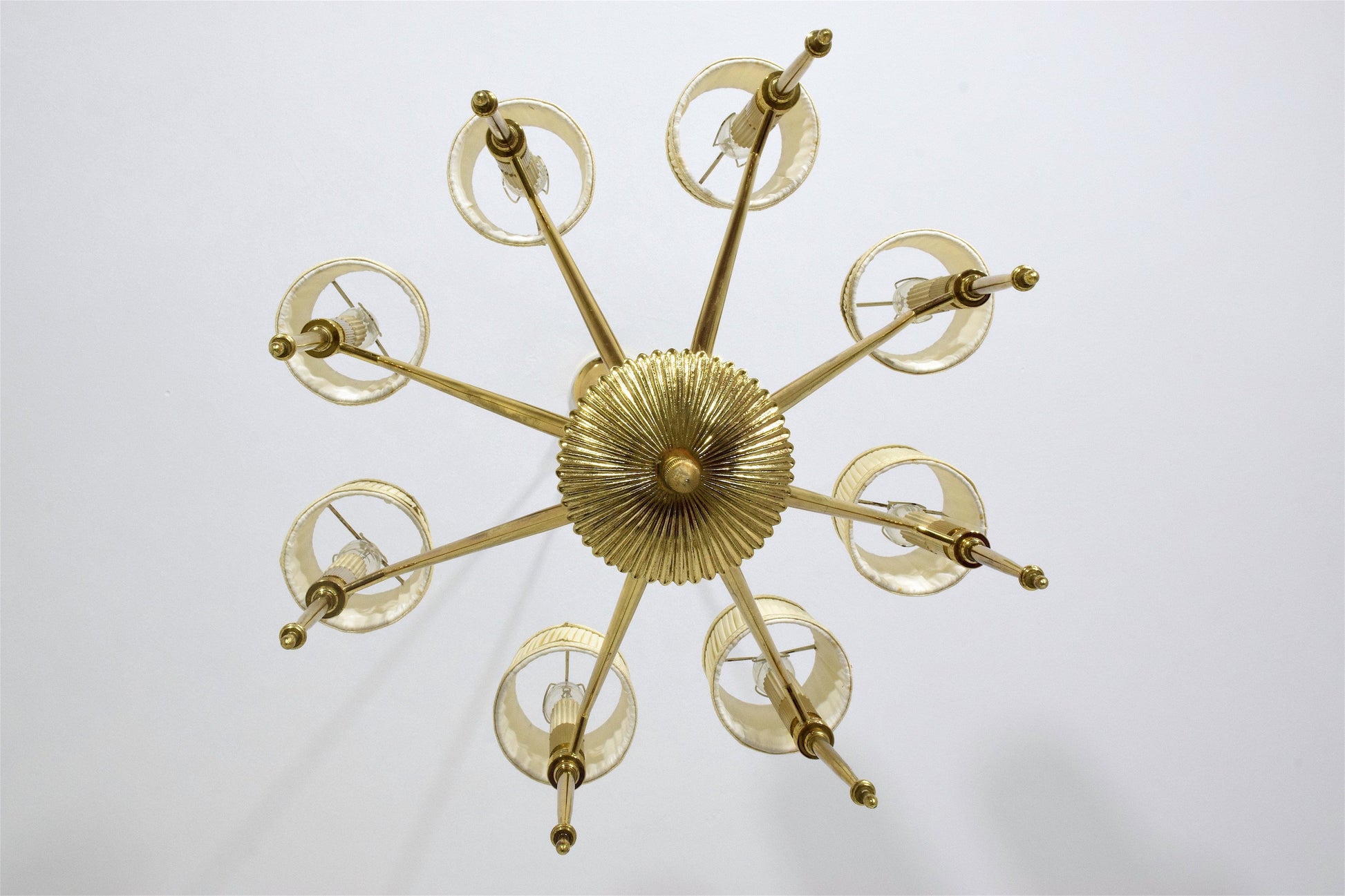 Italian Mid-Century Chandelier With Gilded Brass Structure - Spirit Gallery 