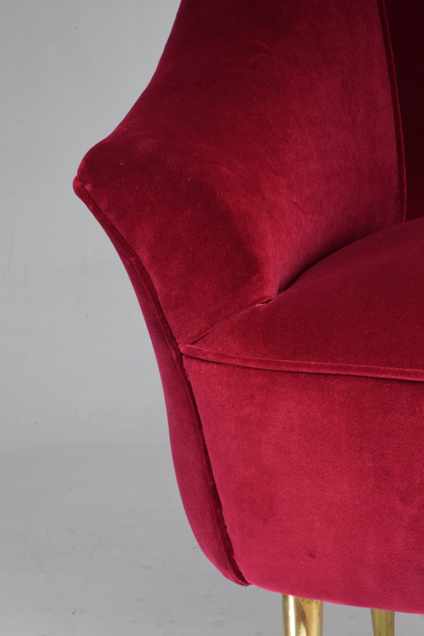 Italian Mid-Century Velvet and Brass Armchair, 1950s - Spirit Gallery 