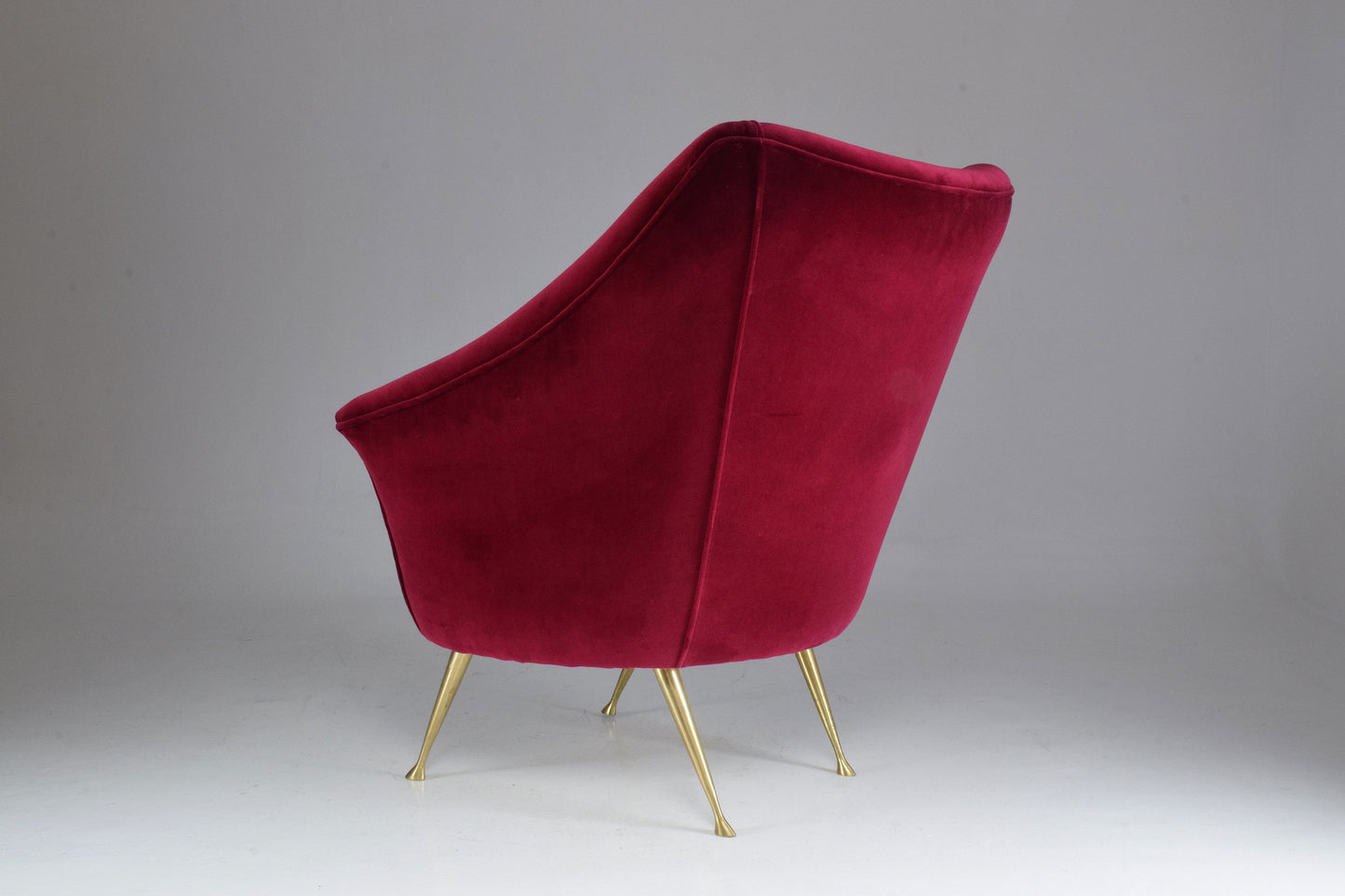 Italian Mid-Century Velvet and Brass Armchair, 1950s - Spirit Gallery 