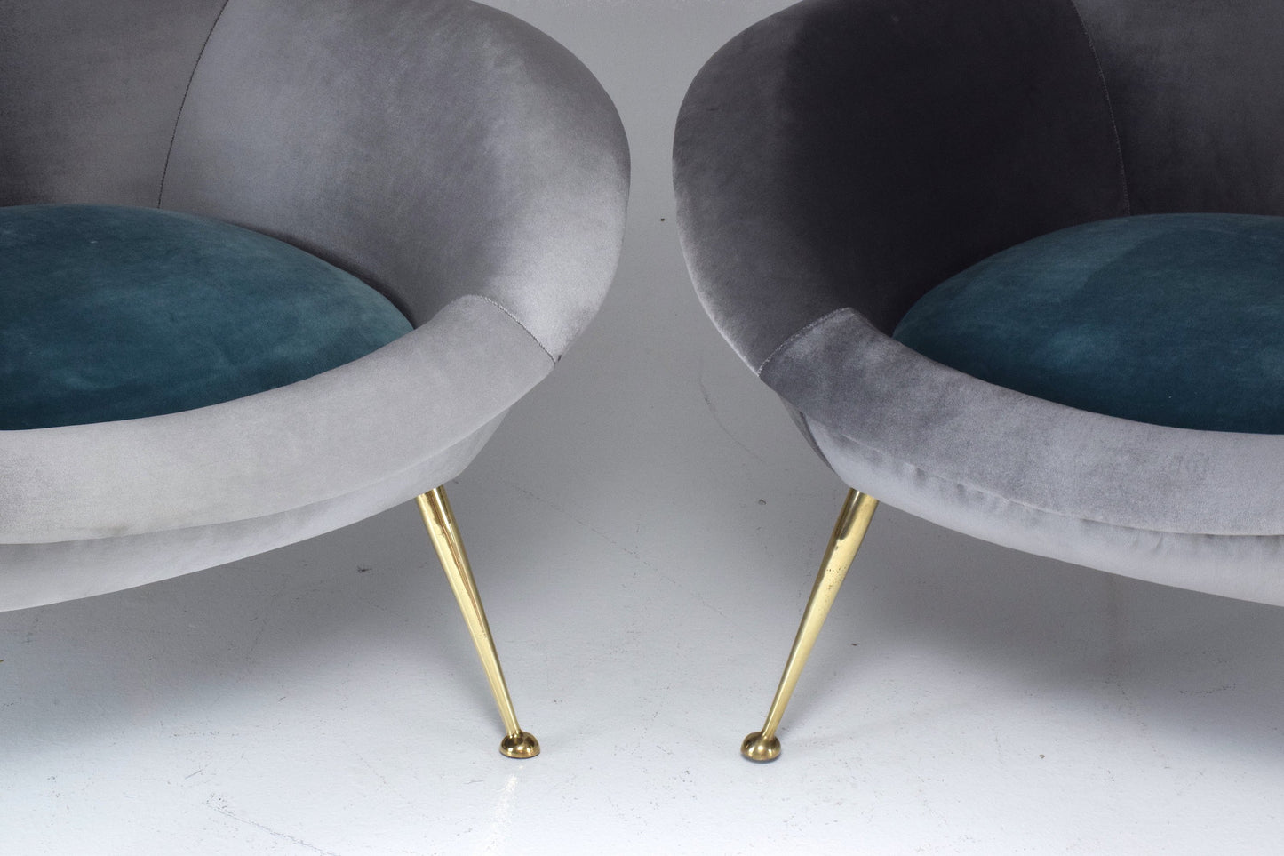 Italian Midcentury Velvet Armchairs Set by ISA Bergamo, 1950s - Spirit Gallery 