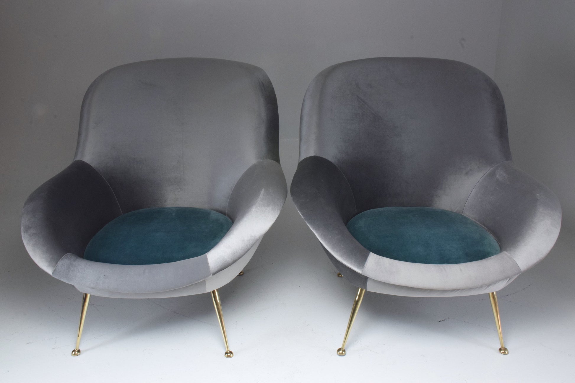 Italian Midcentury Velvet Armchairs Set by ISA Bergamo, 1950s - Spirit Gallery 
