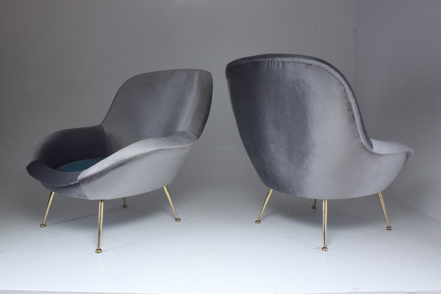 Italian Midcentury Velvet Armchairs Set by ISA Bergamo, 1950s - Spirit Gallery 