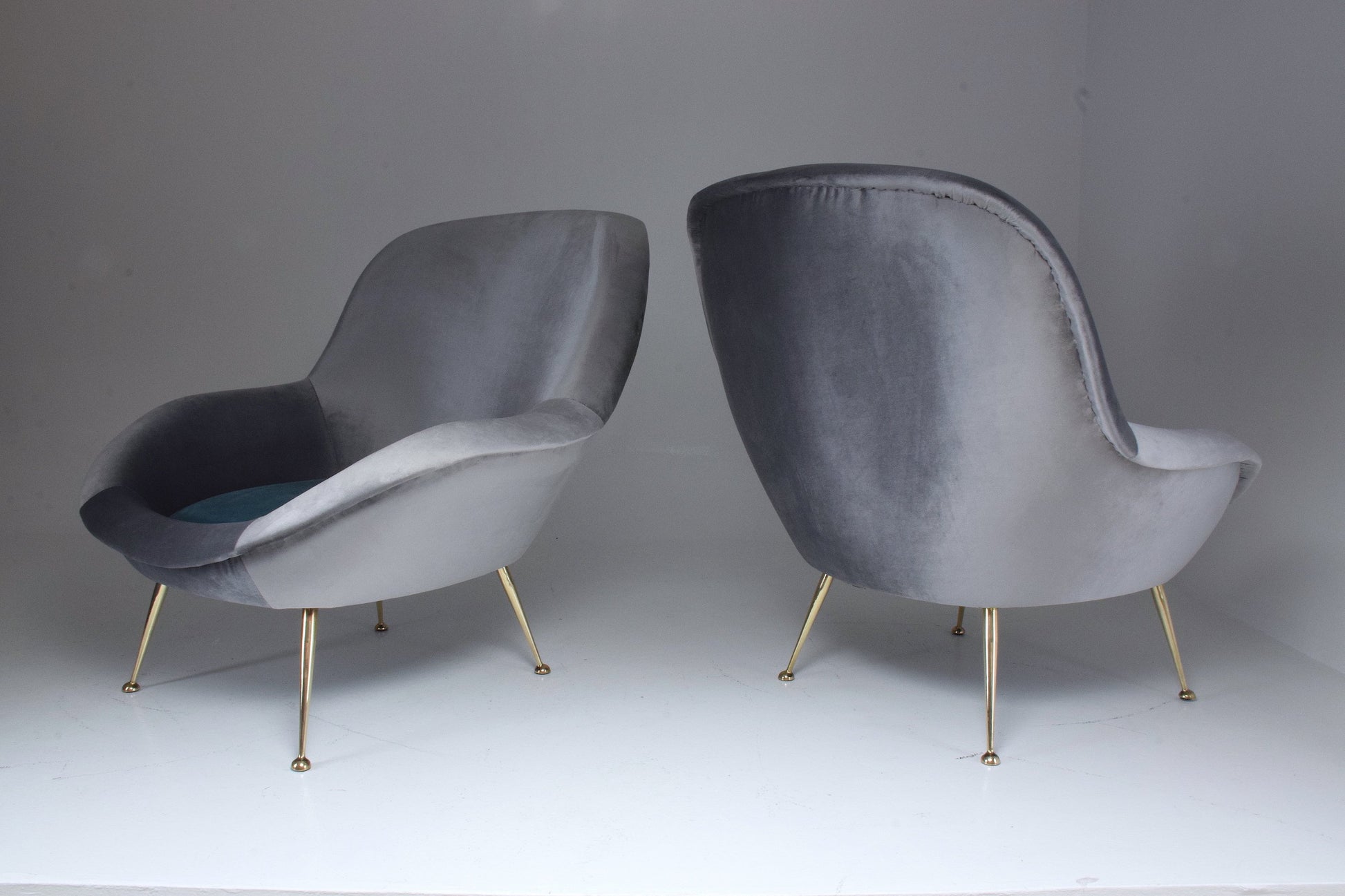 Italian Midcentury Velvet Armchairs Set by ISA Bergamo, 1950s - Spirit Gallery 