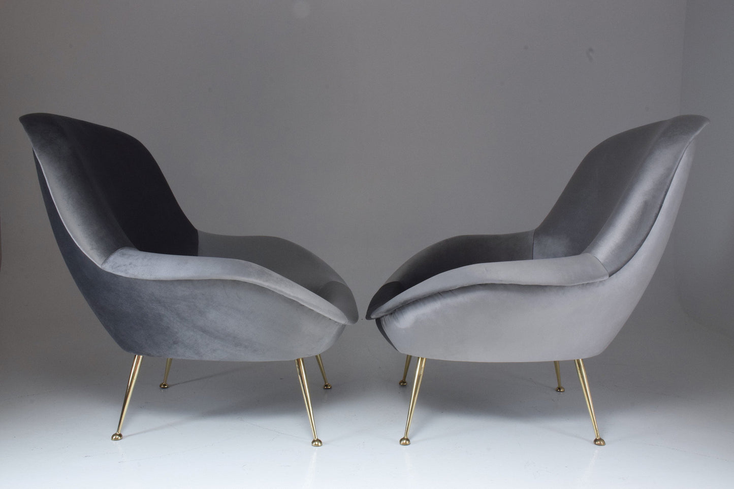 Italian Midcentury Velvet Armchairs Set by ISA Bergamo, 1950s - Spirit Gallery 