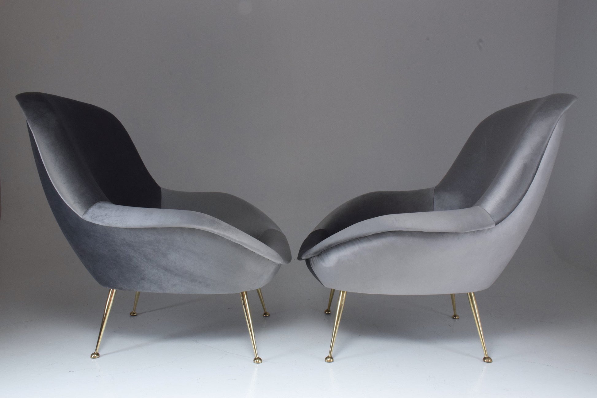 Italian Midcentury Velvet Armchairs Set by ISA Bergamo, 1950s - Spirit Gallery 