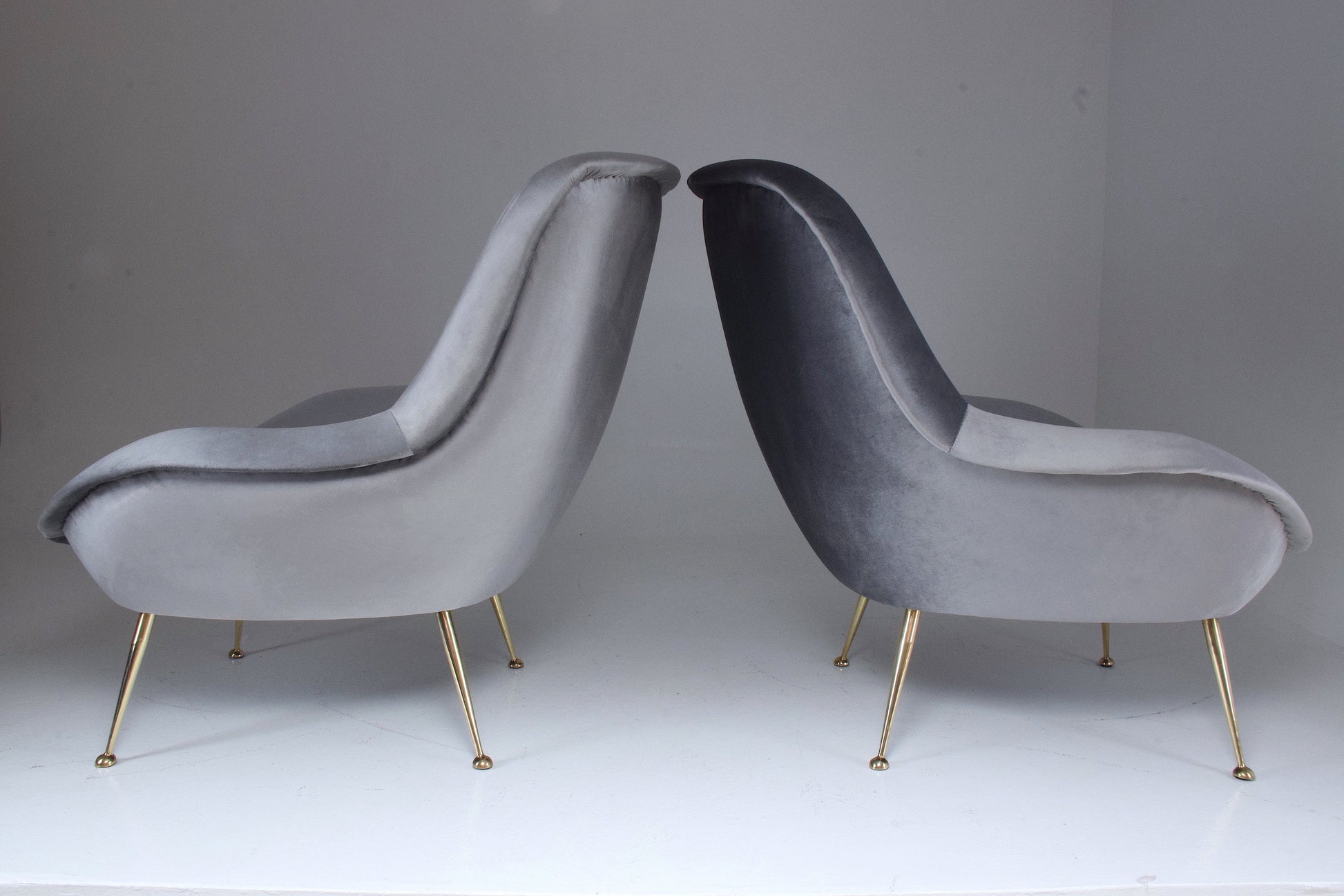Italian Midcentury Velvet Armchairs Set by ISA Bergamo, 1950s - Spirit Gallery 