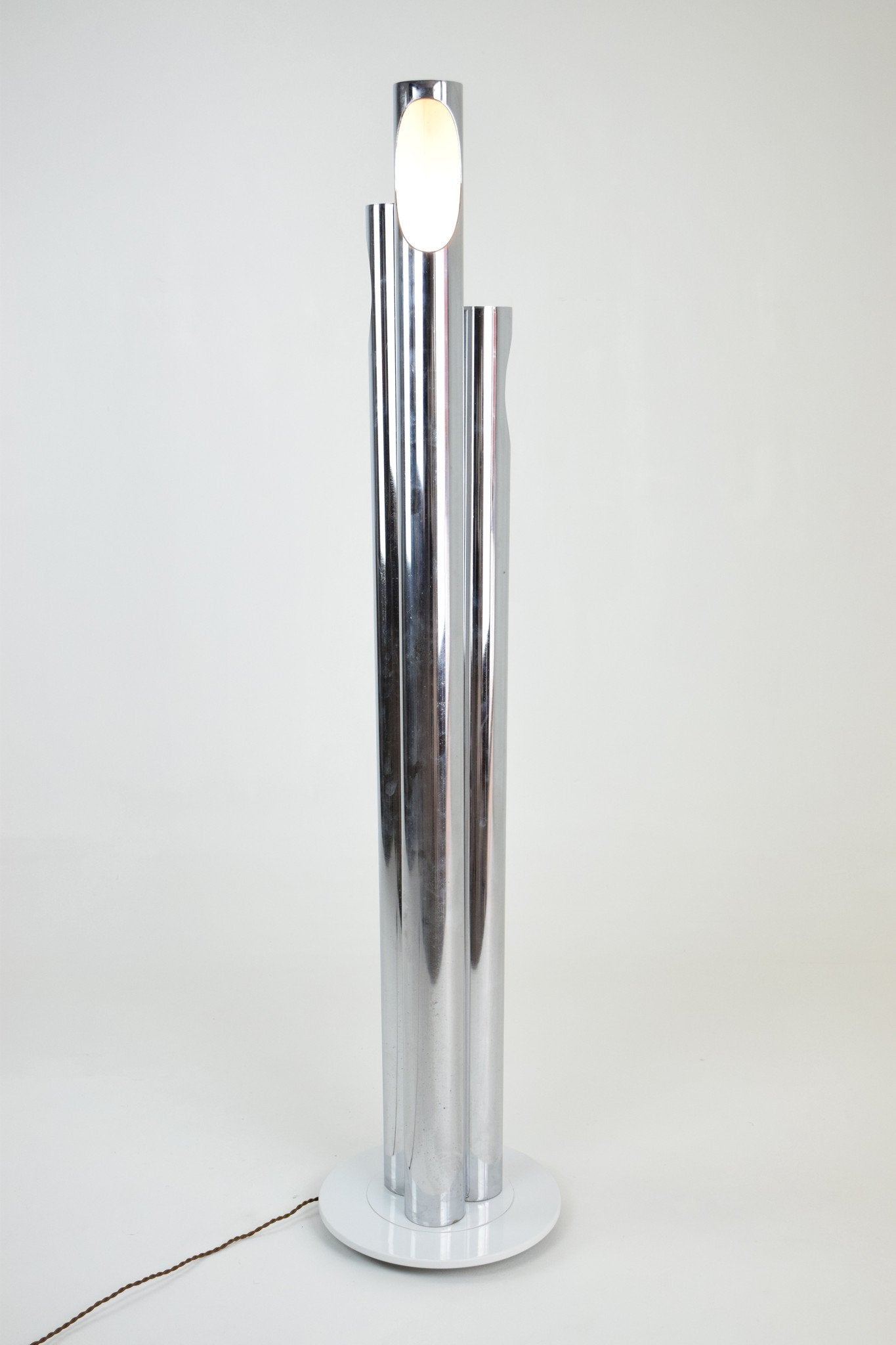 Italian Three Light Tube Chrome Floor Lamp, 1970's - Spirit Gallery 