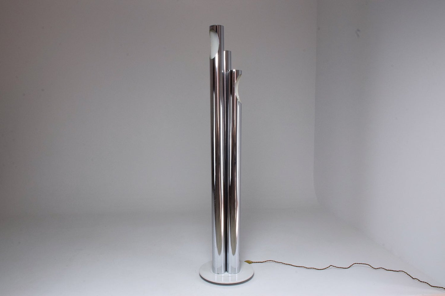 Italian Three Light Tube Chrome Floor Lamp, 1970's - Spirit Gallery 