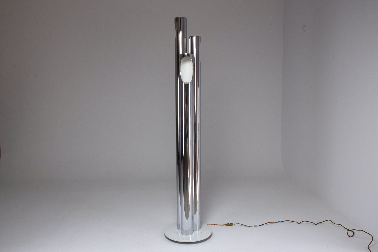 Italian Three Light Tube Chrome Floor Lamp, 1970's - Spirit Gallery 