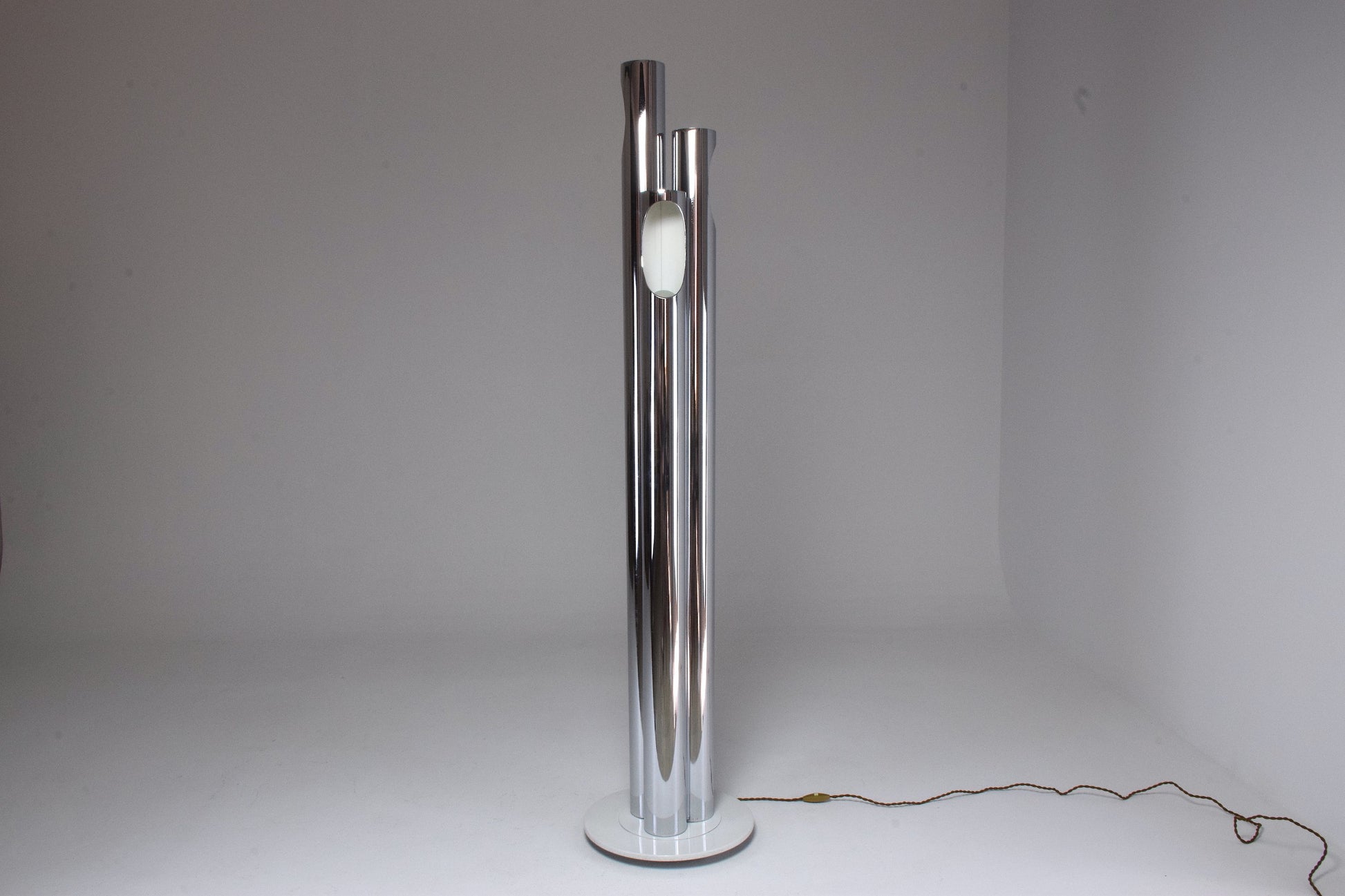 Italian Three Light Tube Chrome Floor Lamp, 1970's - Spirit Gallery 