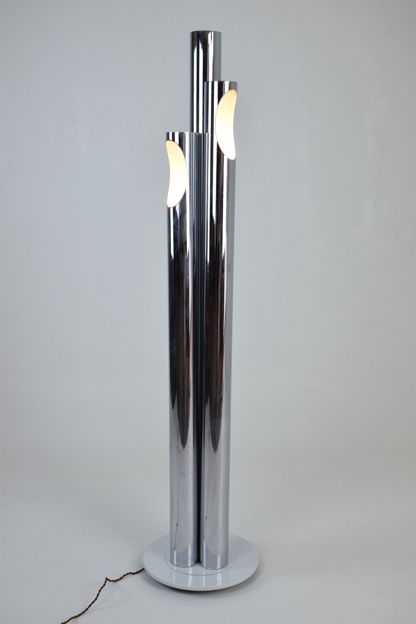 Italian Three Light Tube Chrome Floor Lamp, 1970's - Spirit Gallery 