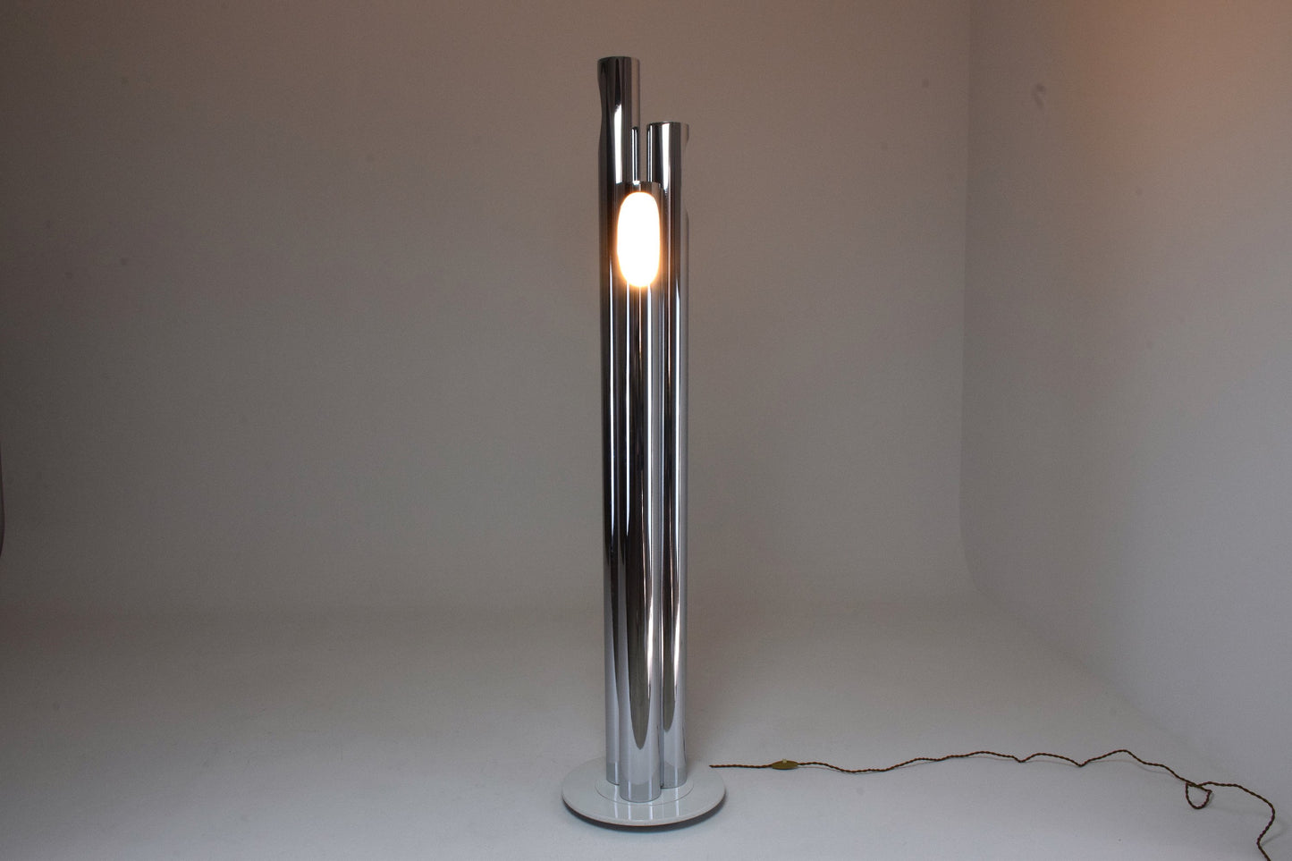 Italian Three Light Tube Chrome Floor Lamp, 1970's - Spirit Gallery 