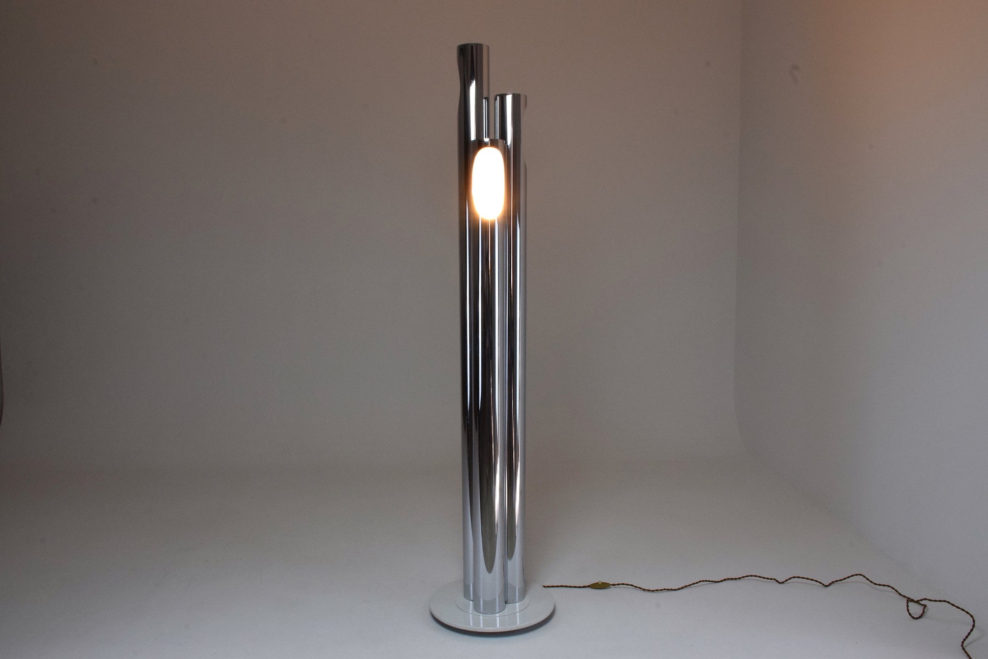 Italian Three Light Tube Chrome Floor Lamp, 1970's - Spirit Gallery 