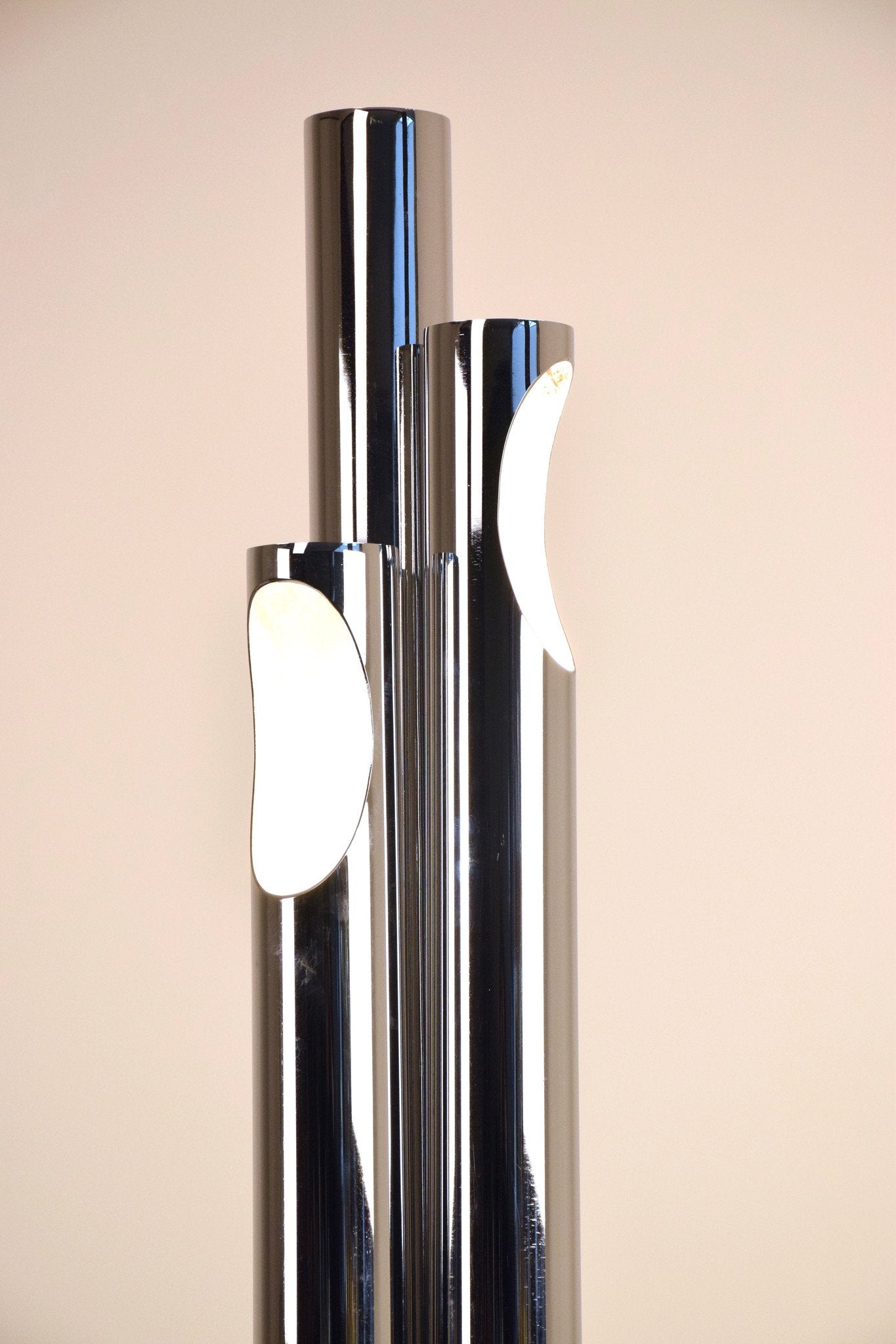 Italian Three Light Tube Chrome Floor Lamp, 1970's - Spirit Gallery 