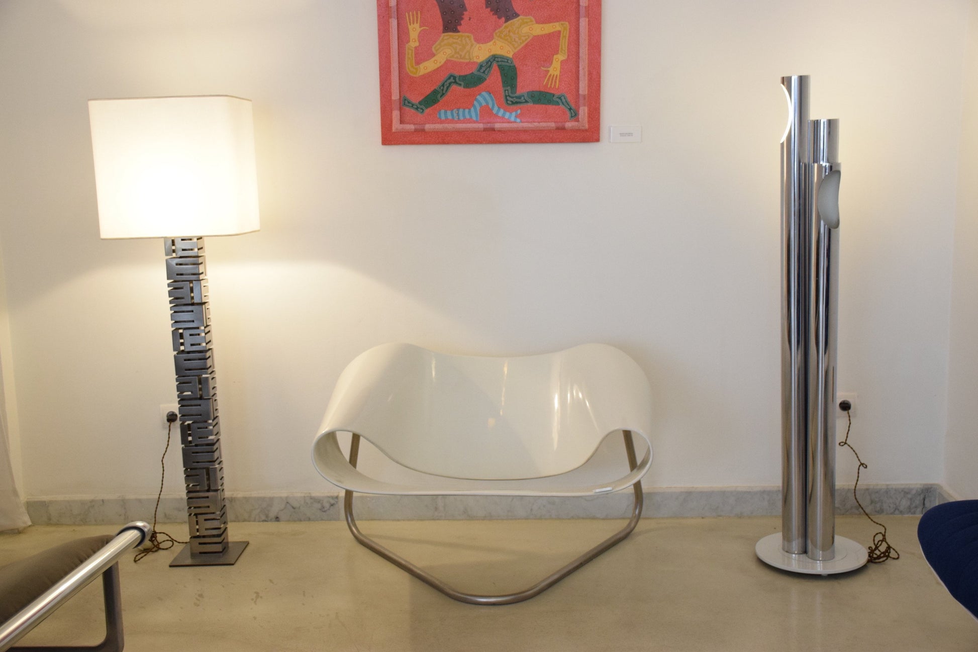 Italian Three Light Tube Chrome Floor Lamp, 1970's - Spirit Gallery 
