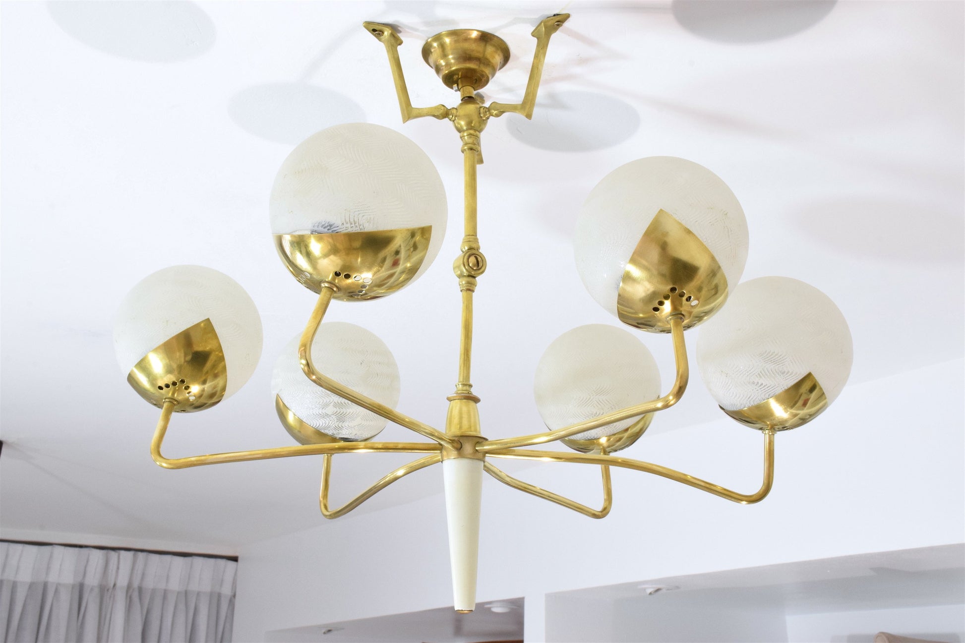 Italian Vintage Articulating Brass Spider Chandelier, 1950s - Spirit Gallery 