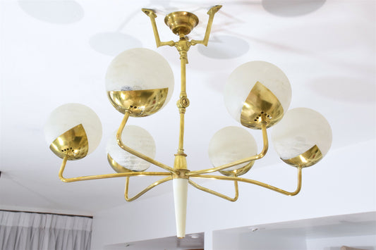Italian Vintage Articulating Brass Spider Chandelier, 1950s - Spirit Gallery 