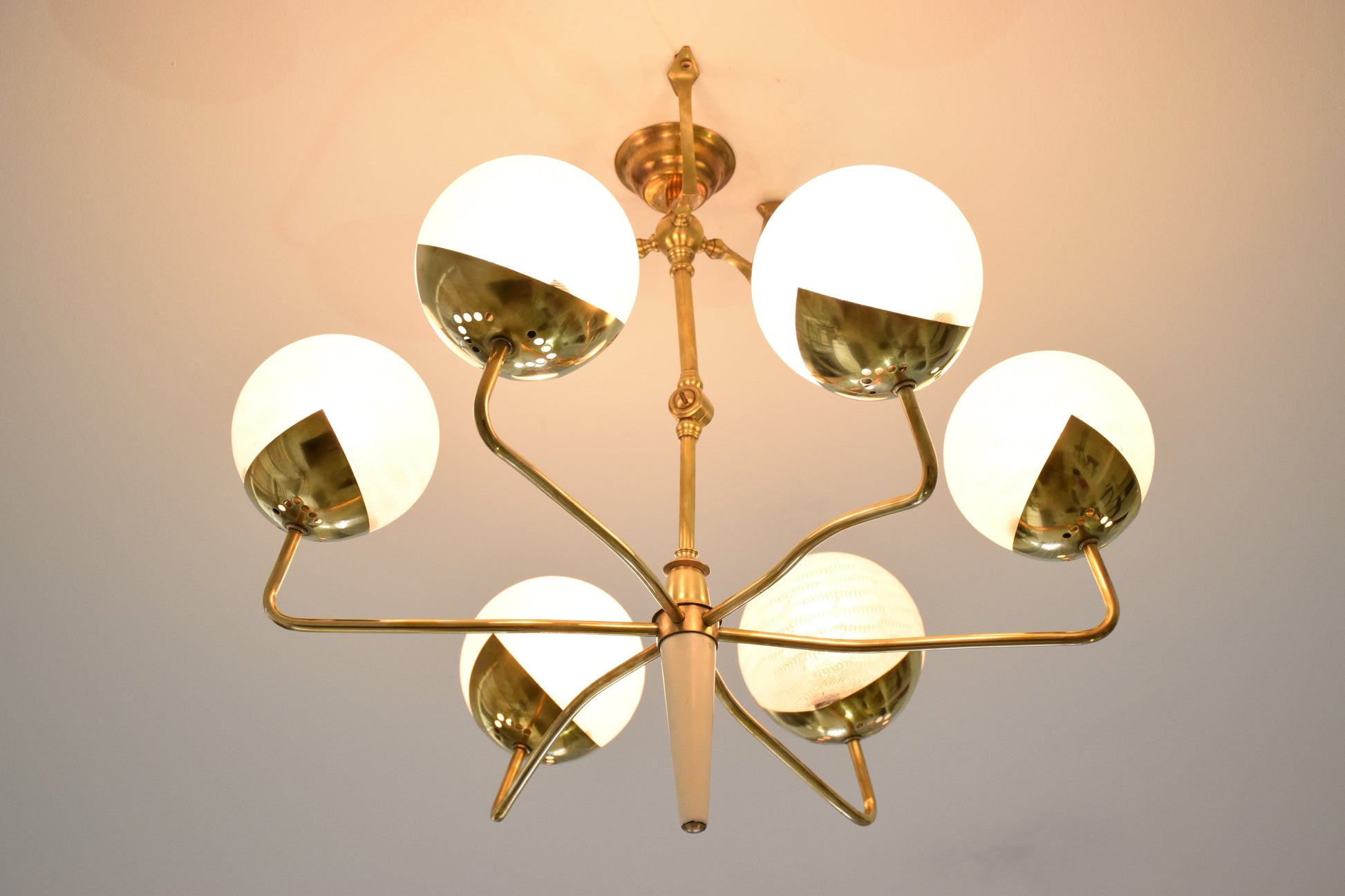 Italian Vintage Articulating Brass Spider Chandelier, 1950s - Spirit Gallery 