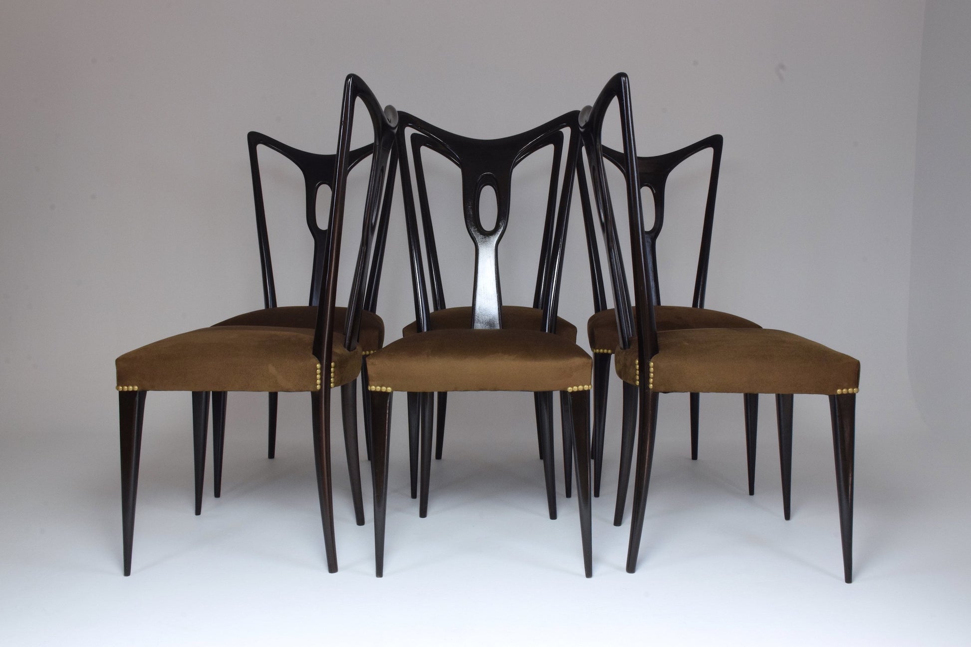 Italian Vintage Dining Chairs In the Style of Guglielmo Ulrich, Set of 6, 1940's - Spirit Gallery 
