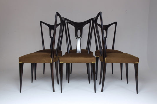 Italian Vintage Dining Chairs In the Style of Guglielmo Ulrich, Set of 6, 1940's - Spirit Gallery 