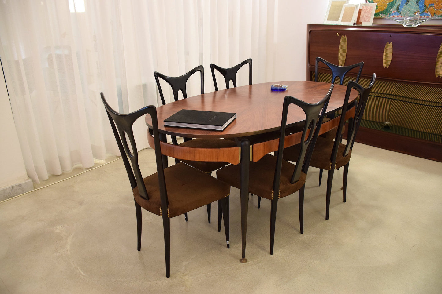 Italian Vintage Dining Chairs In the Style of Guglielmo Ulrich, Set of 6, 1940's - Spirit Gallery 