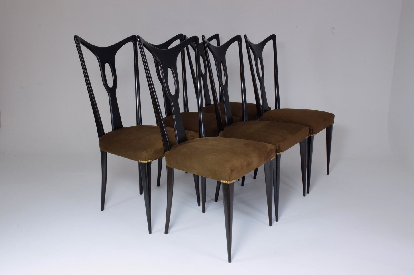Italian Vintage Dining Chairs In the Style of Guglielmo Ulrich, Set of 6, 1940's - Spirit Gallery 