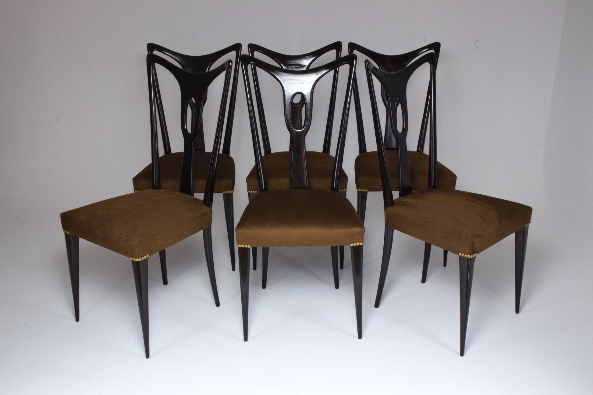 Italian Vintage Dining Chairs In the Style of Guglielmo Ulrich, Set of 6, 1940's - Spirit Gallery 