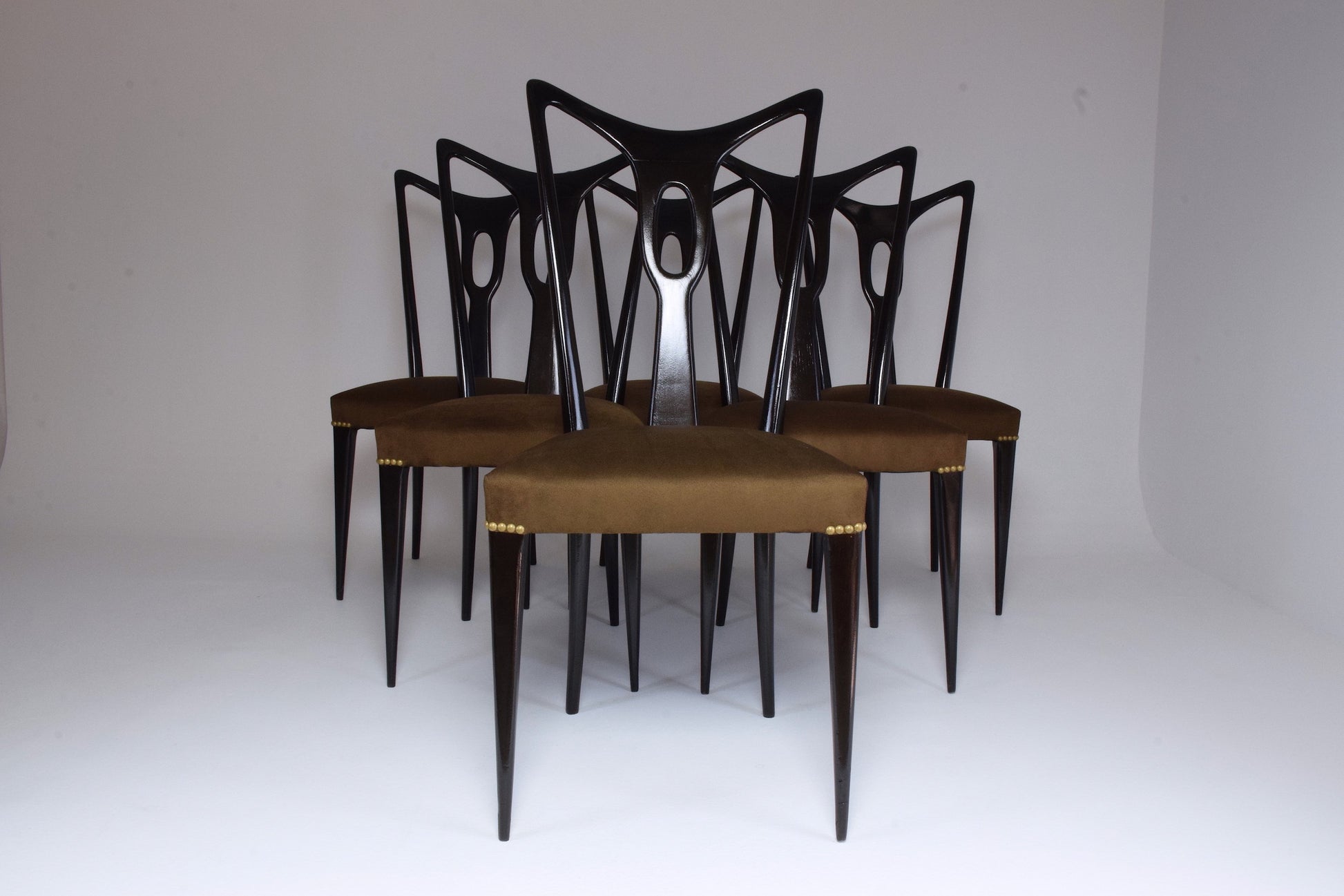 Italian Vintage Dining Chairs In the Style of Guglielmo Ulrich, Set of 6, 1940's - Spirit Gallery 