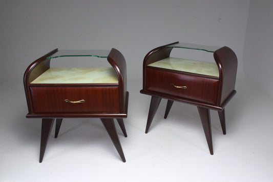 Italian Vintage Mahogany Mid-Century Nightstands, 1950's - Spirit Gallery 